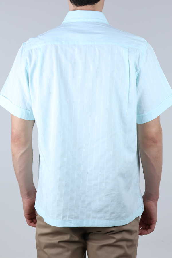 Camisa Casual Hombre Estilo Moderno Verde Agua Corte Regular Con Bolsa